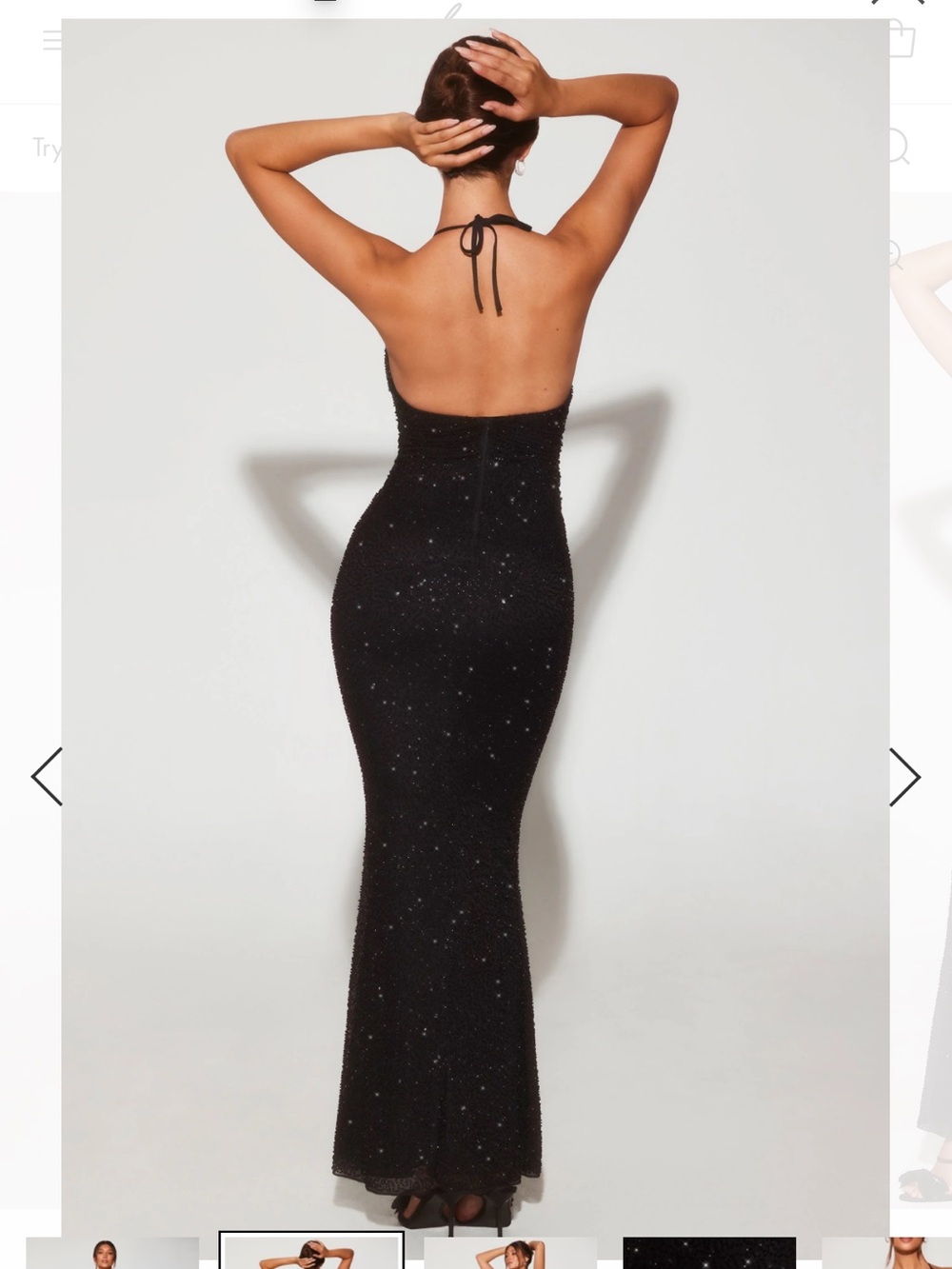 Oh Polly Verona Embellished Plunge Halter Neck Evening Gown in Black - Size 2 - Picture 2 of 6